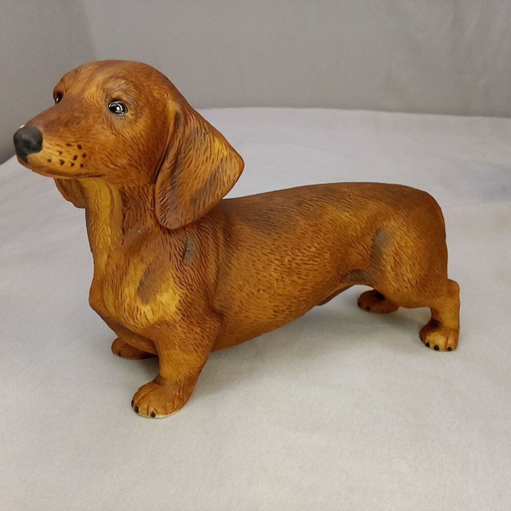 Dachshund Dog Figurine Lifelike Porcelain Lefton Japan 6" Vintage 1980s MCM NOS